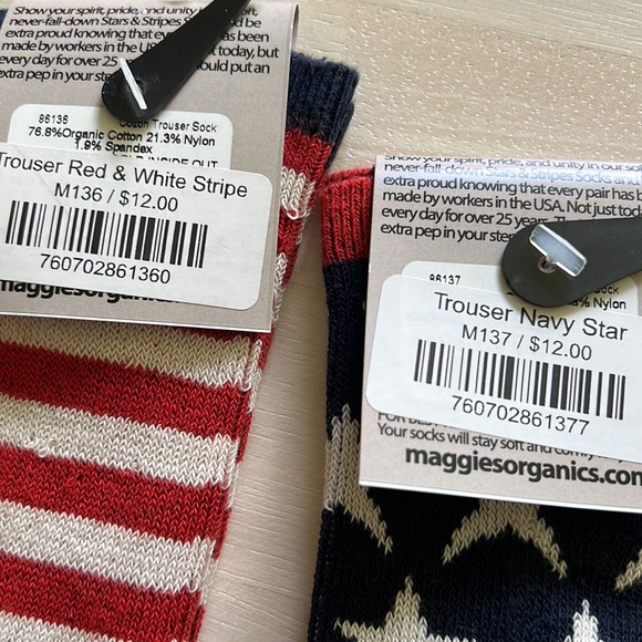2-pair Maggie’s Organics Stars & Stripes Organic Cotton Trouser Socks New - Picture 6 of 8